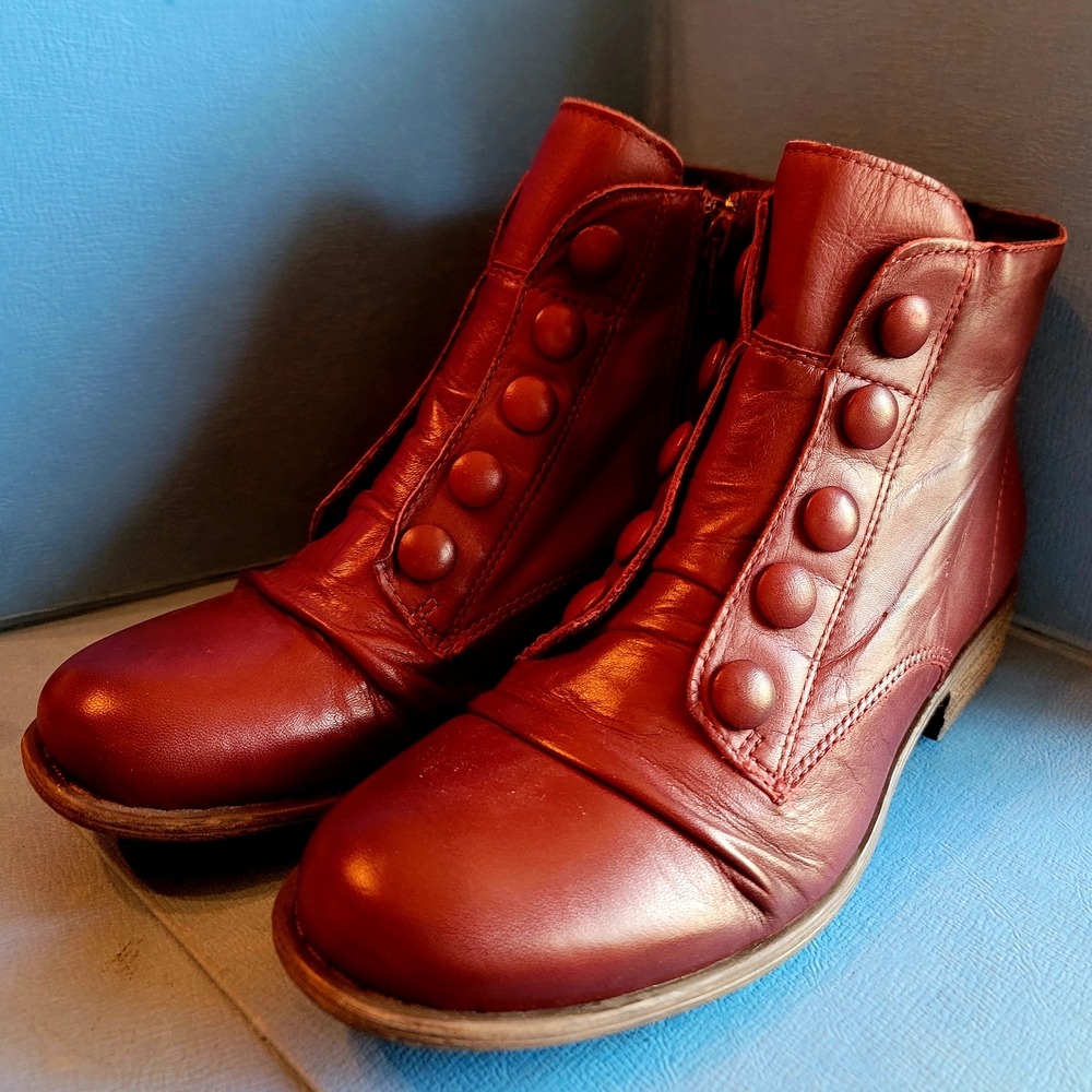 Miz Mooz Soft Leather Dark Red Ankle Boots